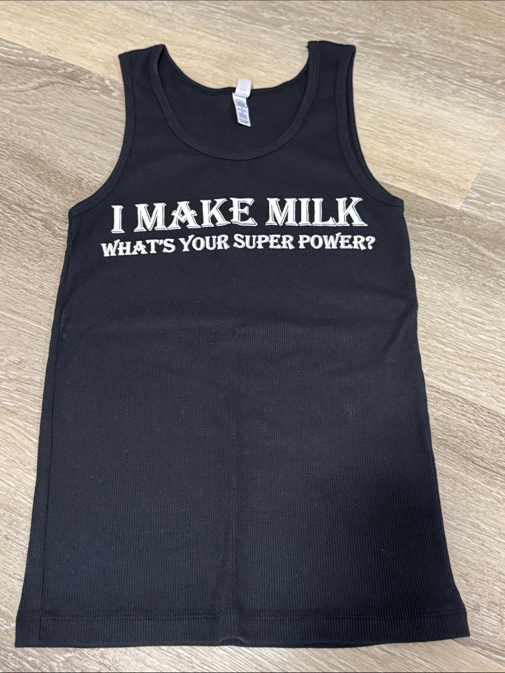 Bella Canvas Black Tank Top with White "I MAKE MILK" Graphic